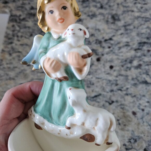 RARE MIB GOEBEL ANGEL & NATIVITY LAMBS HOLY WATER WALL POCKET FONT PLANTER POT - Picture 2 of 11